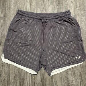 TLF Athletic Running Shorts Womens XL Gray Mesh Gym Training Shorts Zip Pocket